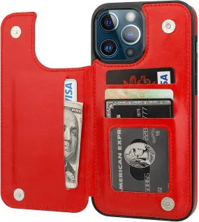 iPhone 13 Pro Max Leather Wallet Card Holder Case