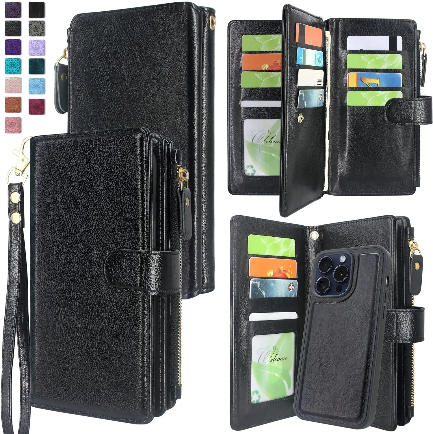 iPhone 16 Pro Max Wallet Detachable Removable Mandala Case