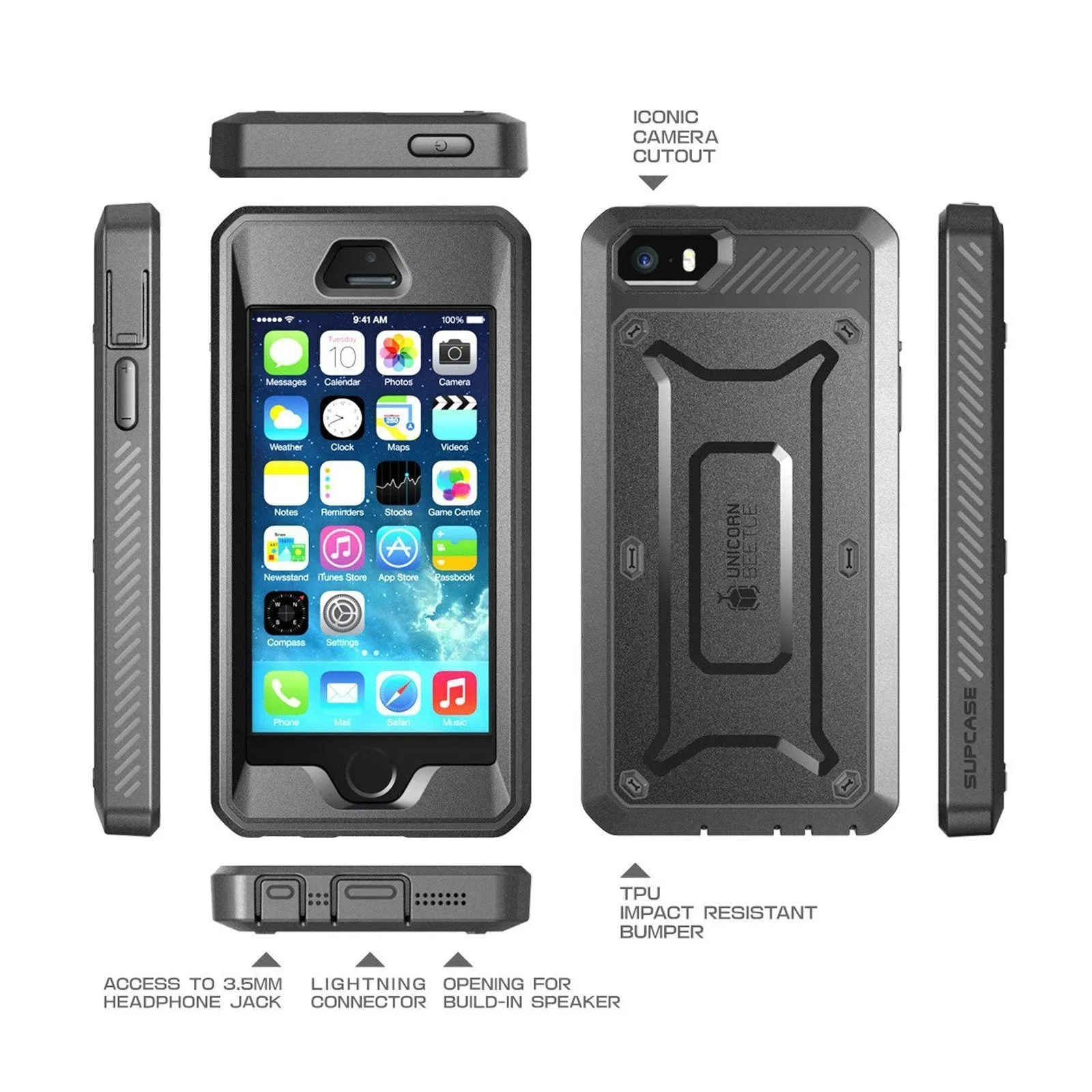 iPhone 5 Unicorn Beetle PRO Rugged Holster Case-Black