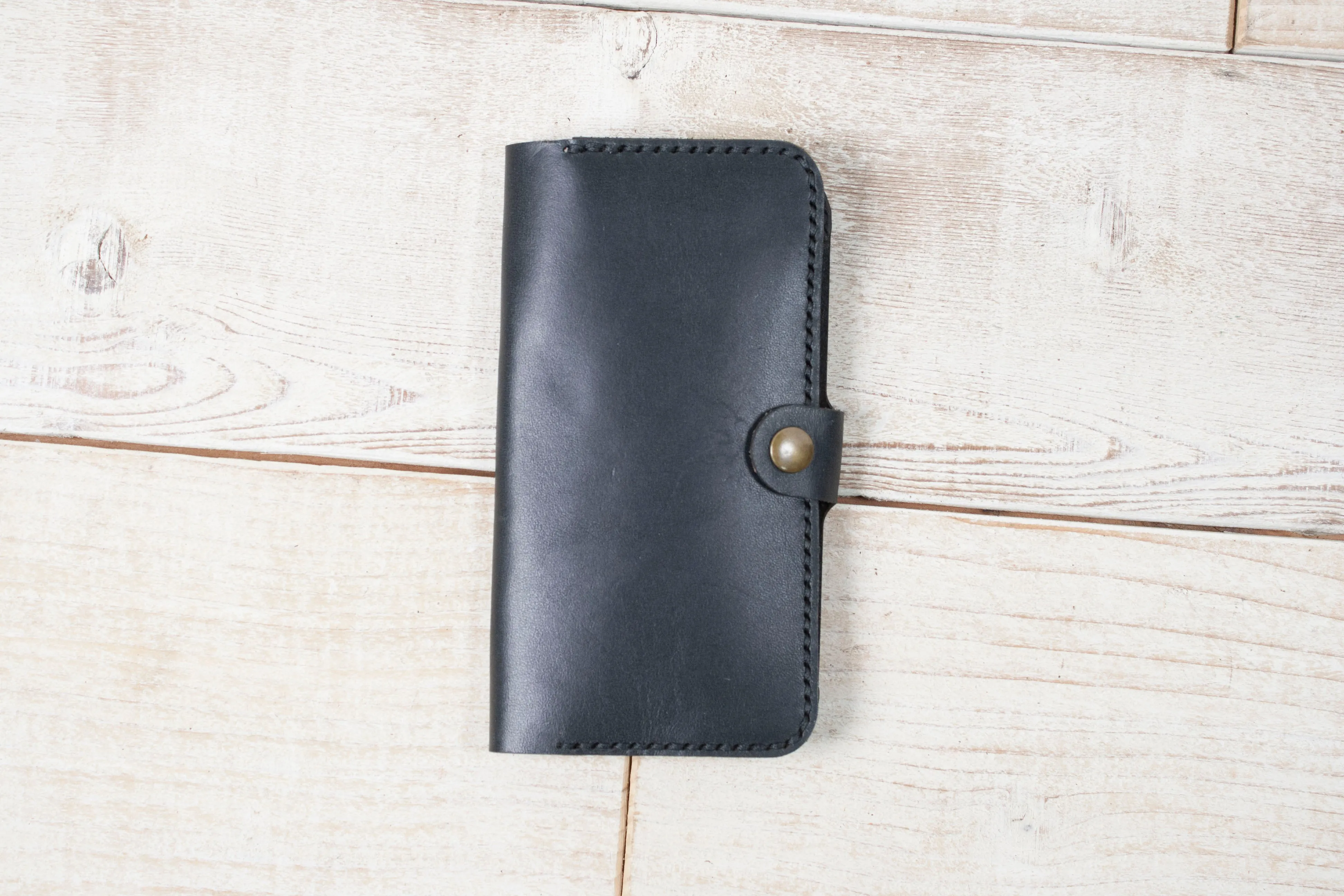 iPhone 7 Plus or 8 Plus Leather Phone Wallet | Black