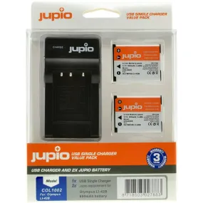 Jupio 2x Battery 650mAh & USB Single Charger For Olympus Li40B/D-Li63