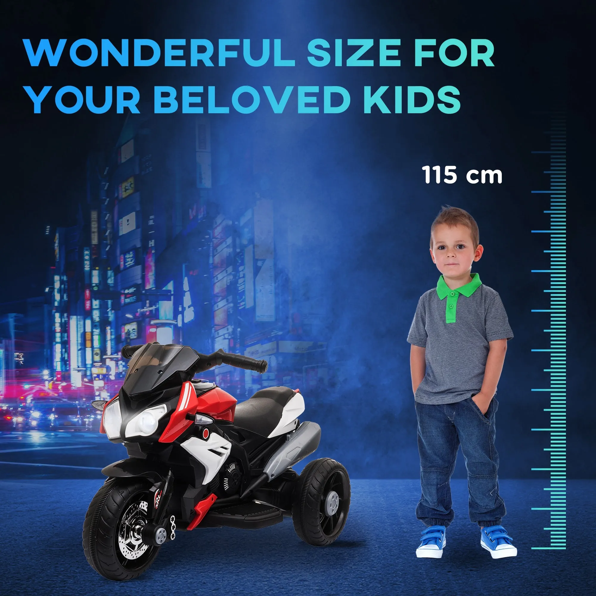 Kids 6V Battery Steel Enforced Motorcycle Ride On Trike Red