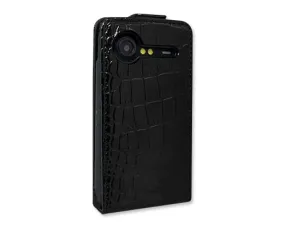 Krokodil Series HTC Incredible S Flip Leather Case S710e - Black