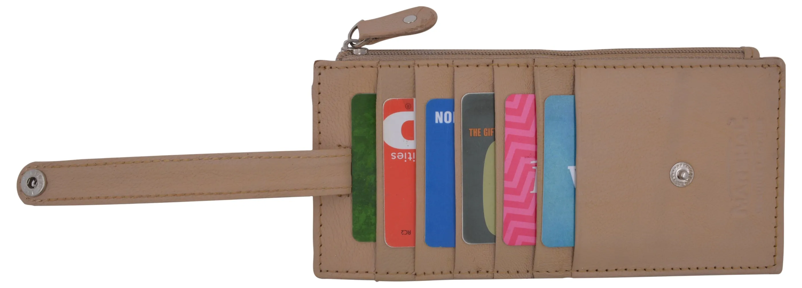 Leather All in One Card Case Holder Slim Wallet With a Card Protection Strap by Marshal