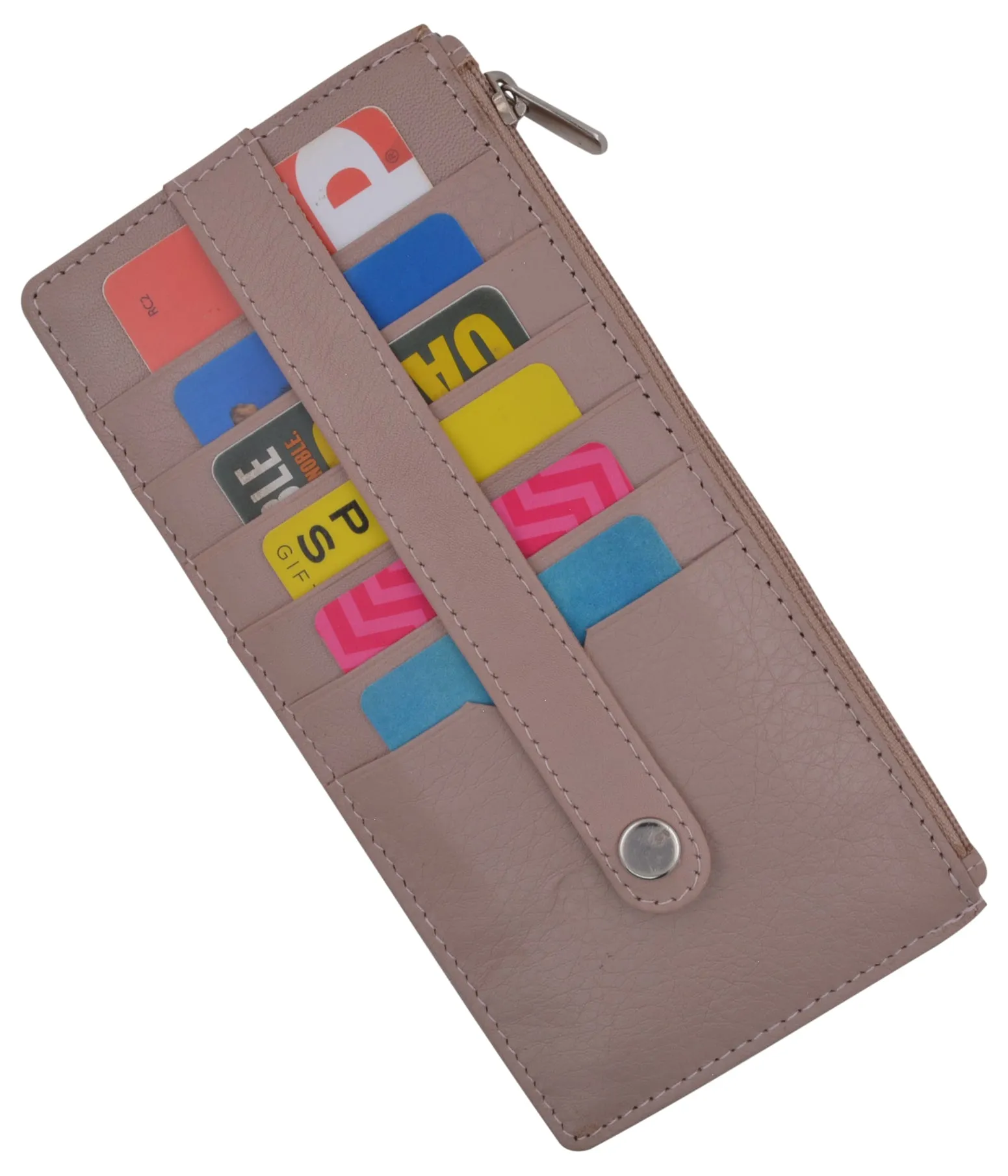 Leather All in One Card Case Holder Slim Wallet With a Card Protection Strap by Marshal