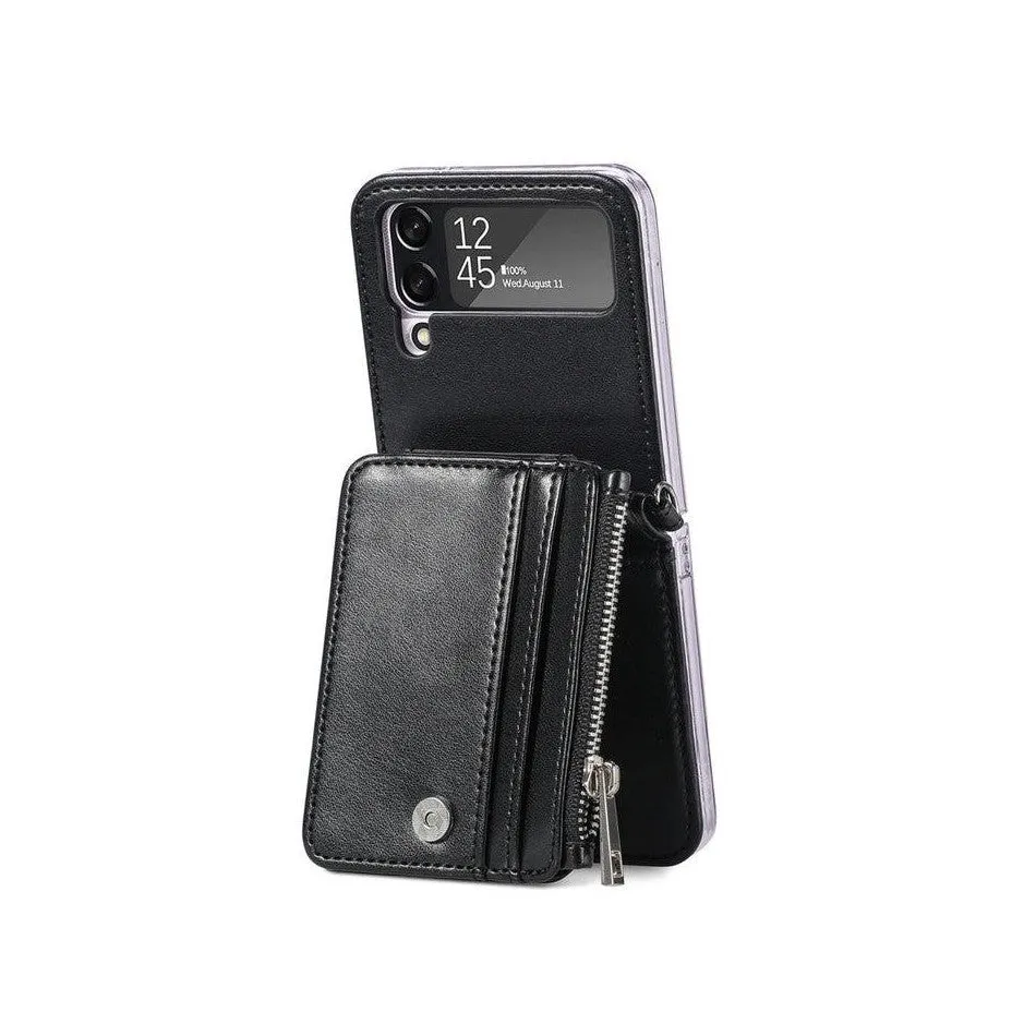 Leather Wallet and Mobile Phone Case for Samsung Z Flip 3 - Green