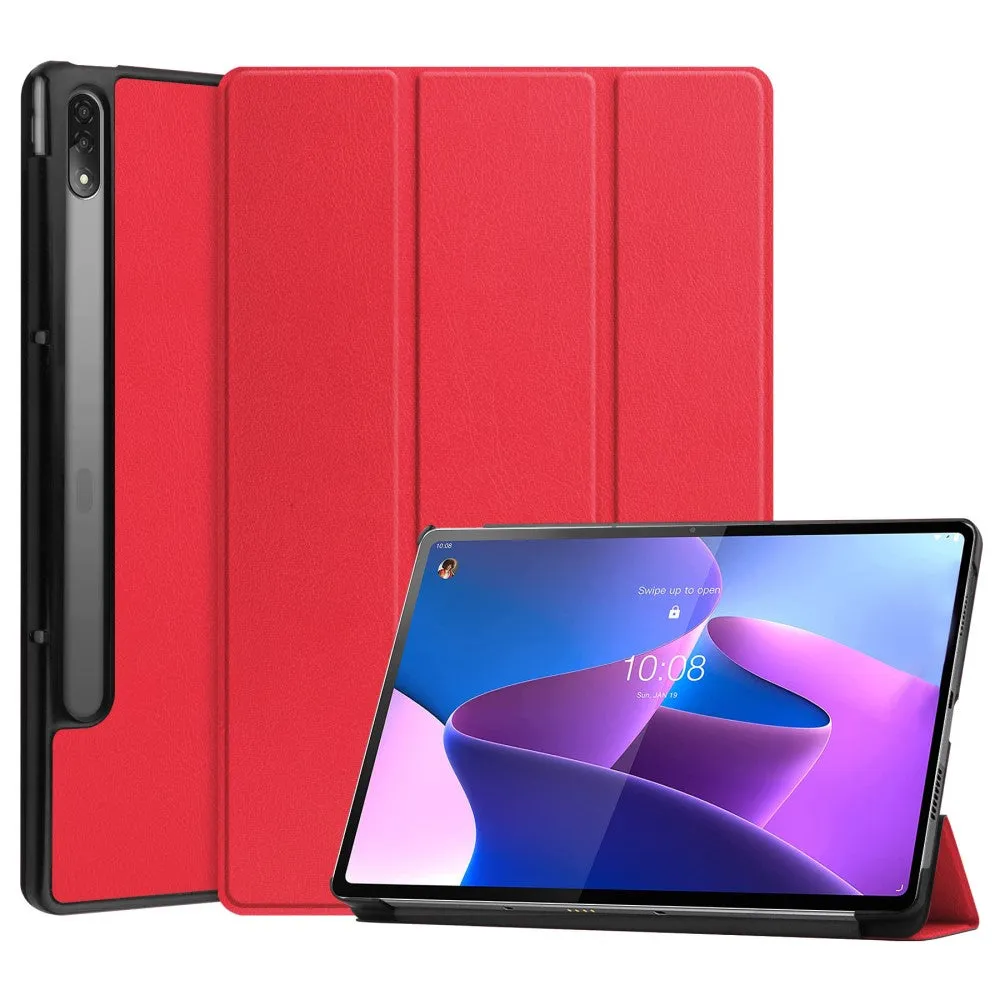 Lenovo Tab P12 Pro tri-fold leather flip case - Red