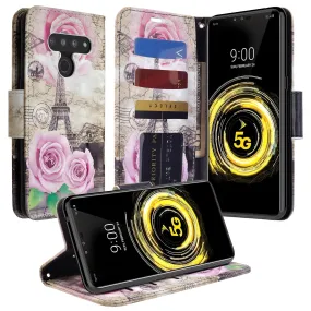 LG G8 ThinQ Case, LM-G820 Wallet Case, Wrist Strap Pu Leather Wallet Case [Kickstand] with ID & Credit Card Slots - Paris