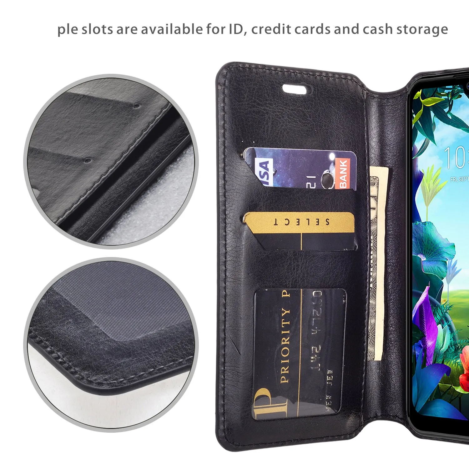 LG Harmony 4 Case, LG K40S Wallet Case, Pu Leather Wallet Case [Kickstand] with ID & Credit Card Slots for Harmony 4 - Black