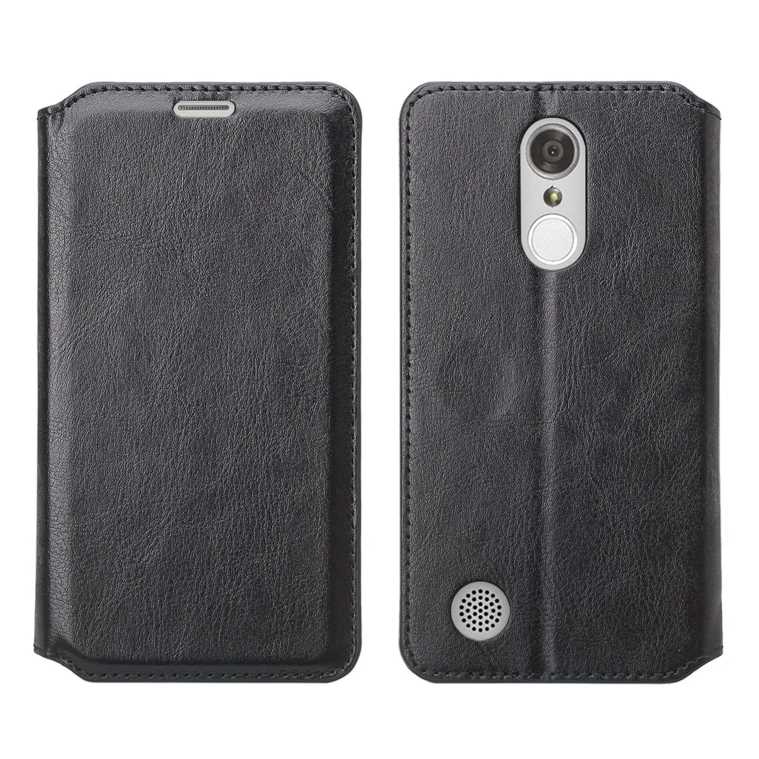 LG K4 (2017) | LG Fortune | LG Phoenix 3 Case, Slim Magnetic Fold[Kickstand] Pu Leather Wallet Case with ID & Credit Card Slots - Black