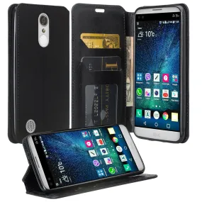 LG K4 (2017) | LG Fortune | LG Phoenix 3 Case, Slim Magnetic Fold[Kickstand] Pu Leather Wallet Case with ID & Credit Card Slots - Black