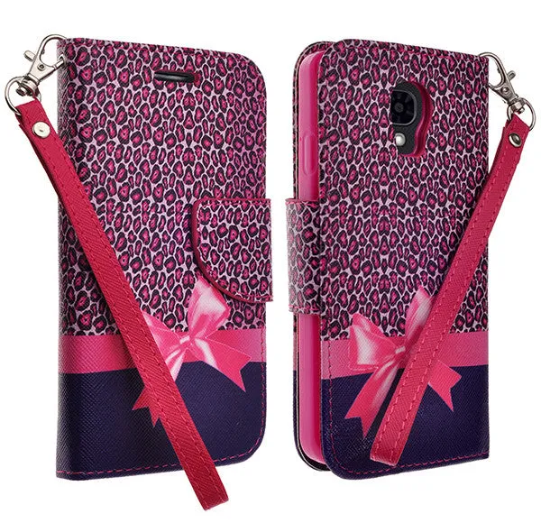 LG Volt Case,  LG LS740 Case Wrist Strap Pu Leather Magnetic Flip Fold[Kickstand] Wallet Case with ID & Card Slots for LG Volt - Cheetah Prints