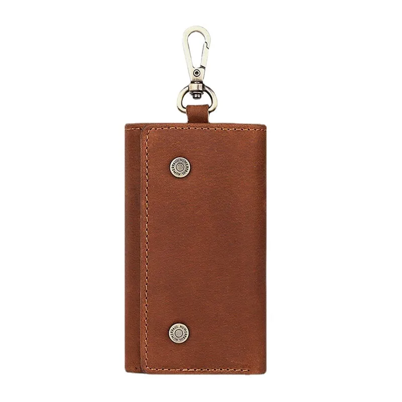 Men Genuine Leather Retro Easy Carry Brief Car Key Case Keychain Wallet Coin Purse