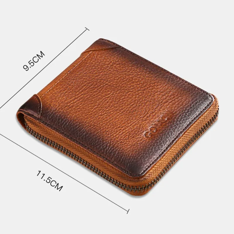 Men Genuine Leather RFID Anti-theft Multi-slot License Card Case Card Holder Wallet