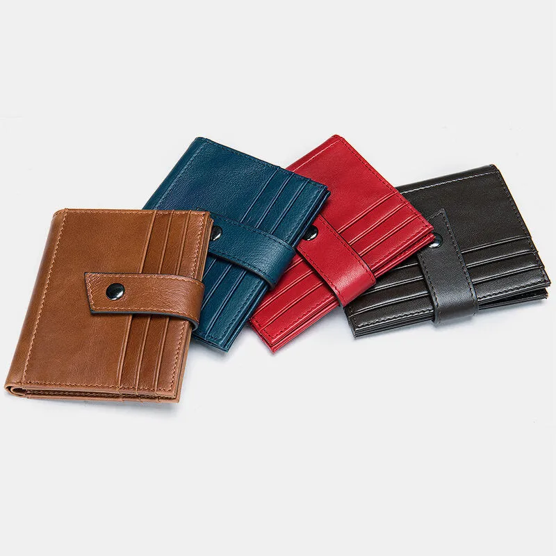 Men Genuine Leather RFID Blocking Anti-theft Multi-slot Card Case Card Holder Wallet