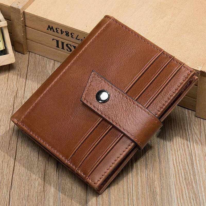 Men Genuine Leather RFID Blocking Anti-theft Multi-slot Card Case Card Holder Wallet