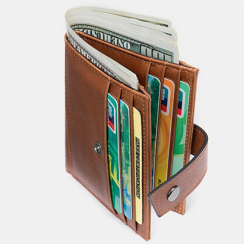 Men Genuine Leather RFID Blocking Anti-theft Multi-slot Card Case Card Holder Wallet