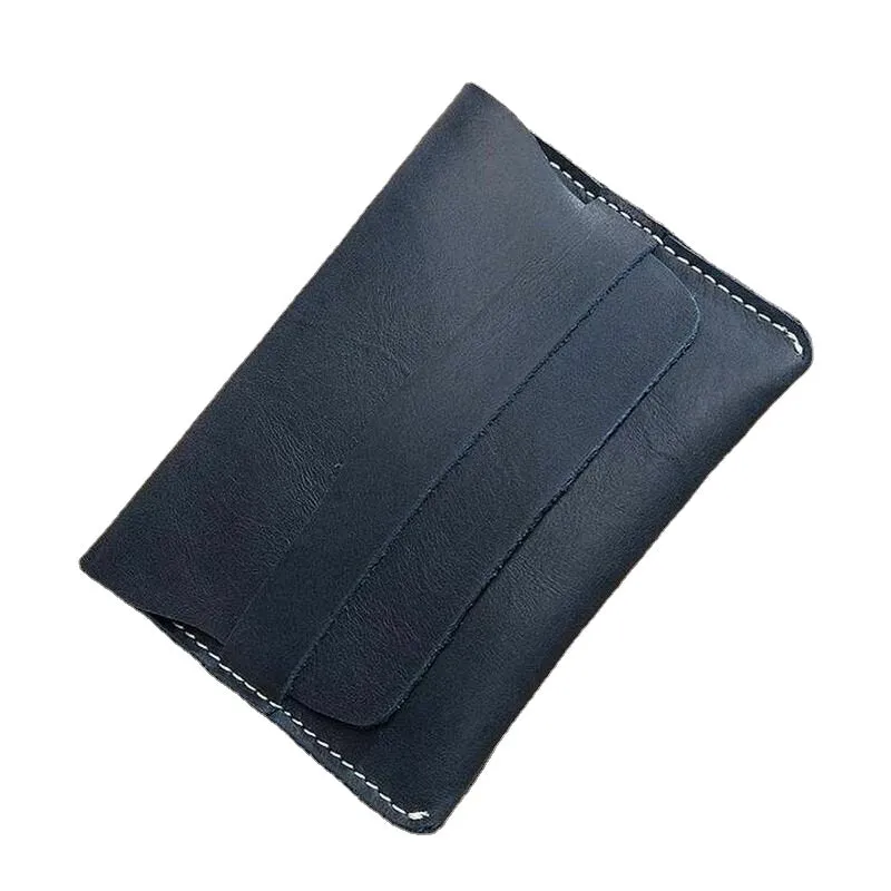 Men Short Mini Wallets Genuine Leather Retro Thin Card Holder Money Clip Coin Purse