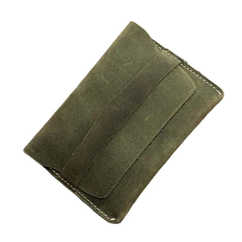 Men Short Mini Wallets Genuine Leather Retro Thin Card Holder Money Clip Coin Purse