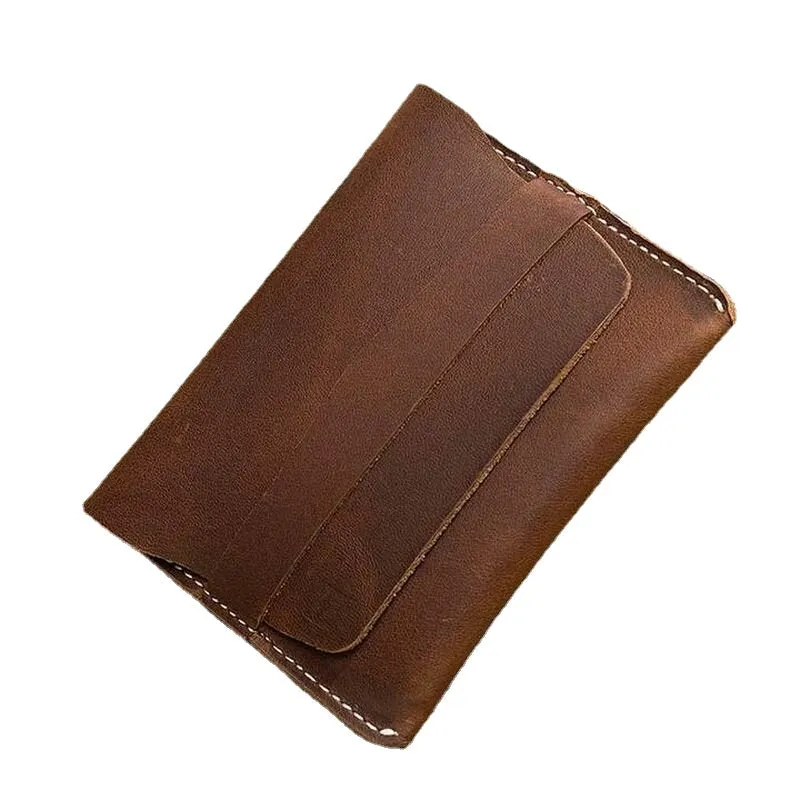 Men Short Mini Wallets Genuine Leather Retro Thin Card Holder Money Clip Coin Purse