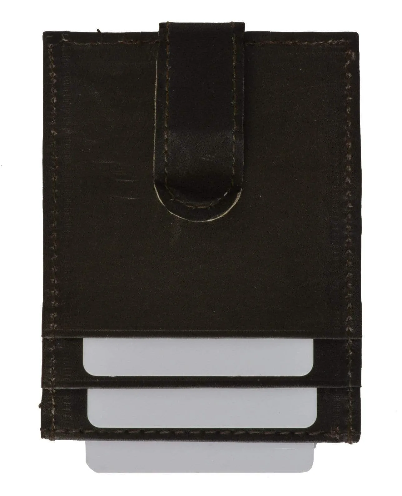 Mens Genuine Leather Money Clip Business Credit Card ID Case 462 (C)