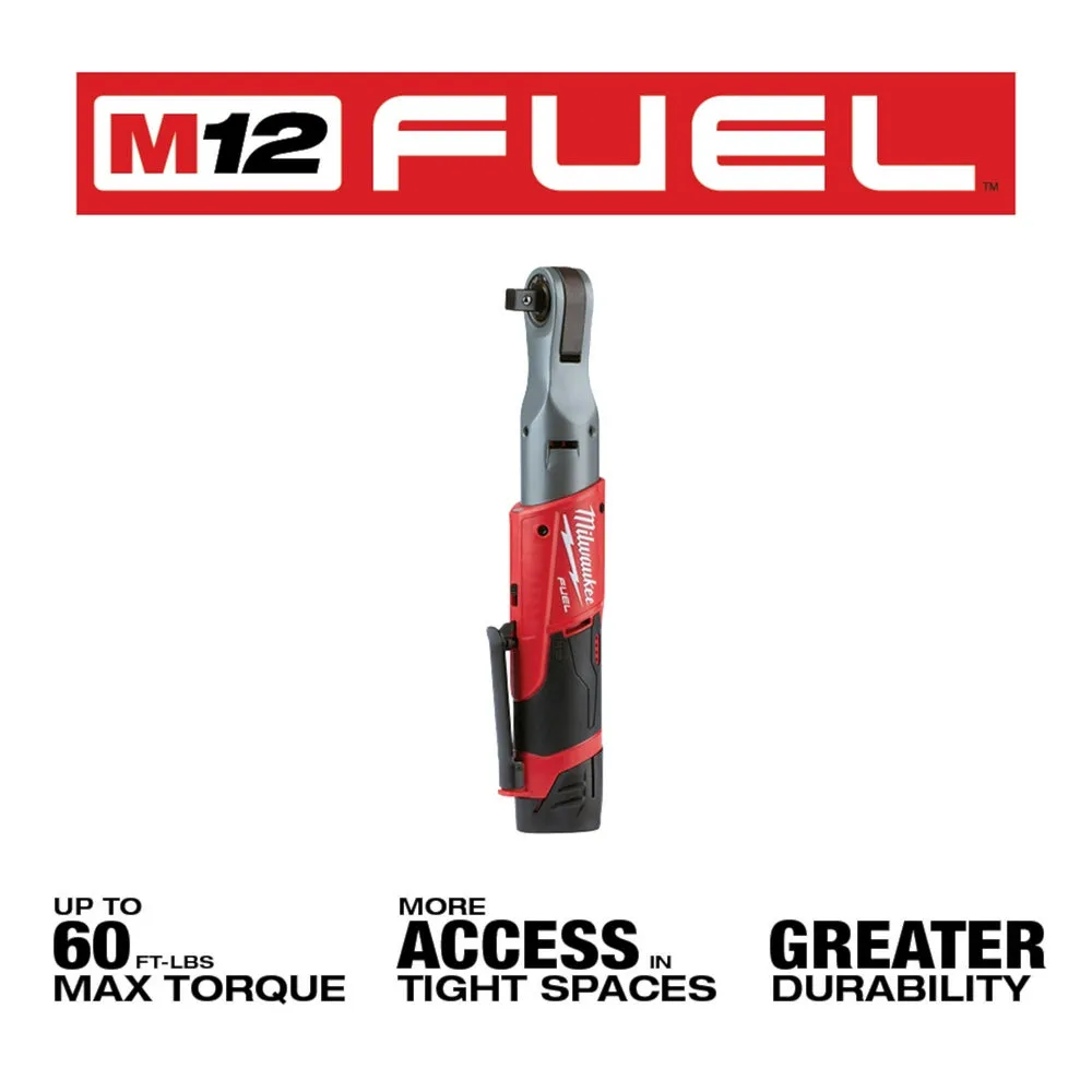 Milwaukee 2558-22 M12 FUEL 12V 1/2-Inch 60-Ft-Lbs. Li-Ion Cordless Ratchet Kit