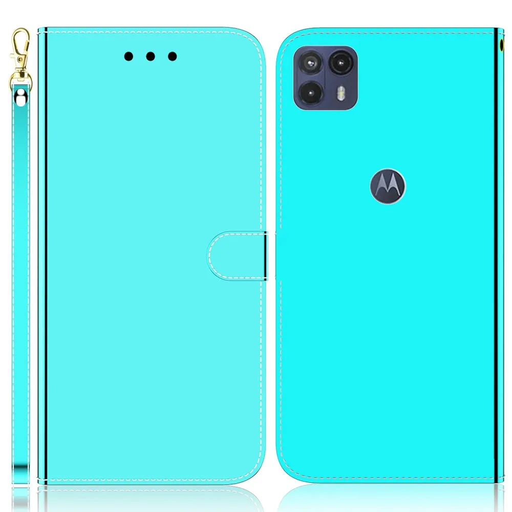 Mirror Motorola Moto G50 5G flip case - Cyan