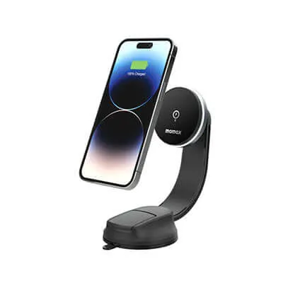 Momax Q.Mag Mount5 Magnetic Wireless Charging Suction Cup Car Mount 15W