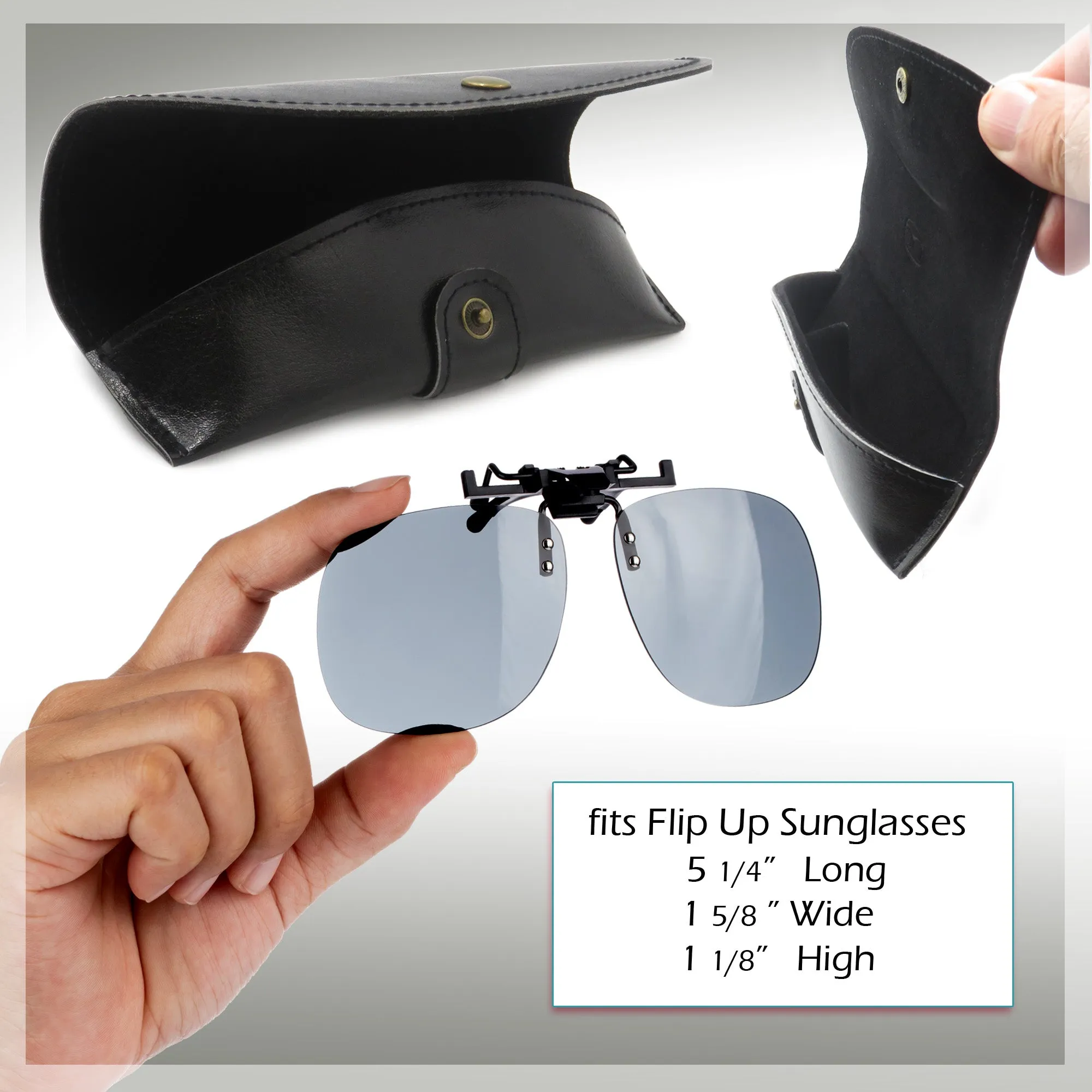 MyEyeglassCase Clip On Flip Up sunglasses Case Semi hard for sun clips with belt loop (IP875 Black)