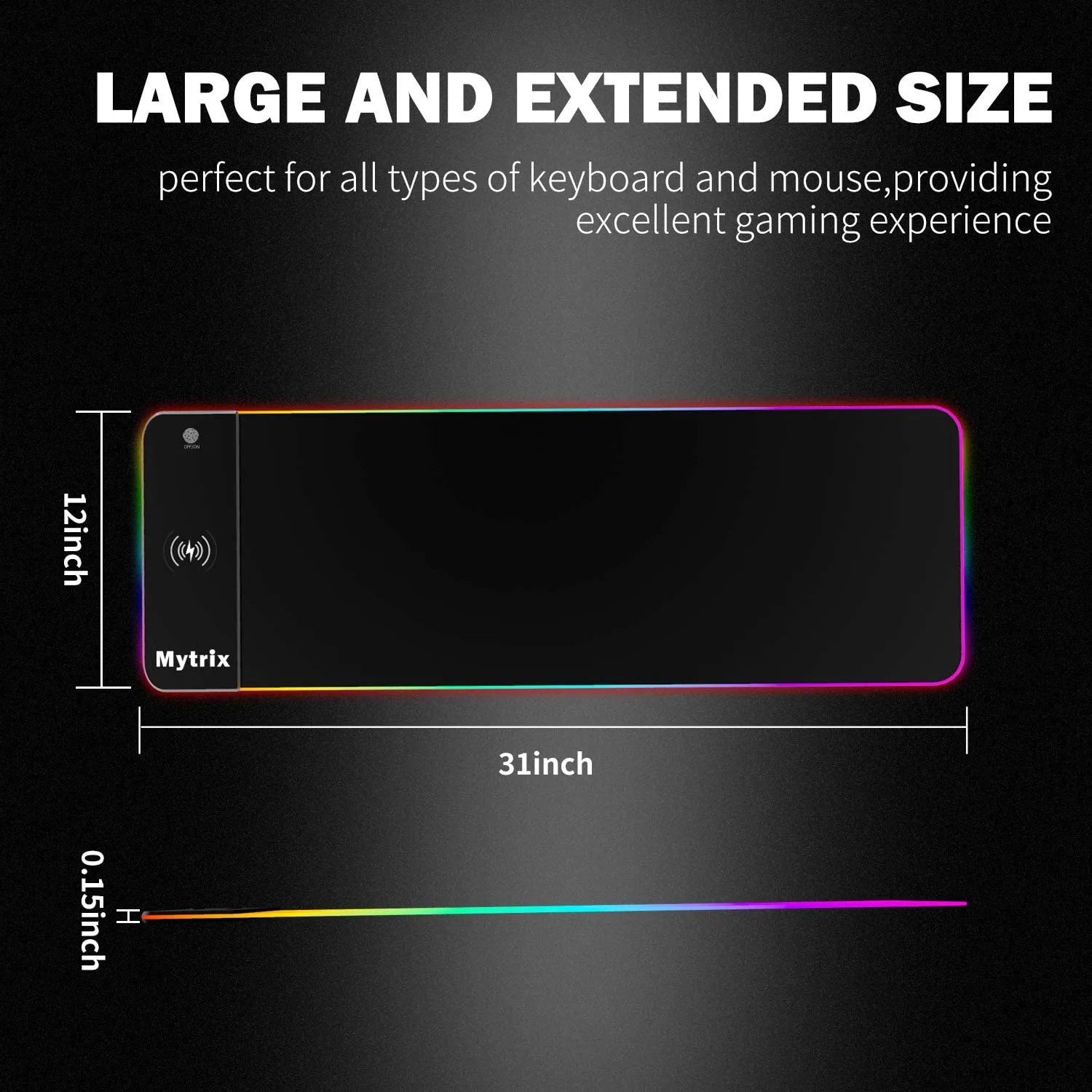 Mytrix Large RGB Wireless Charger Gaming Mouse Pad