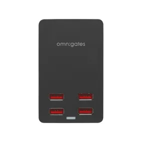 Omnigates Mach 4-Port USB Smart Charger, 5V/2.4A w. Smart IC