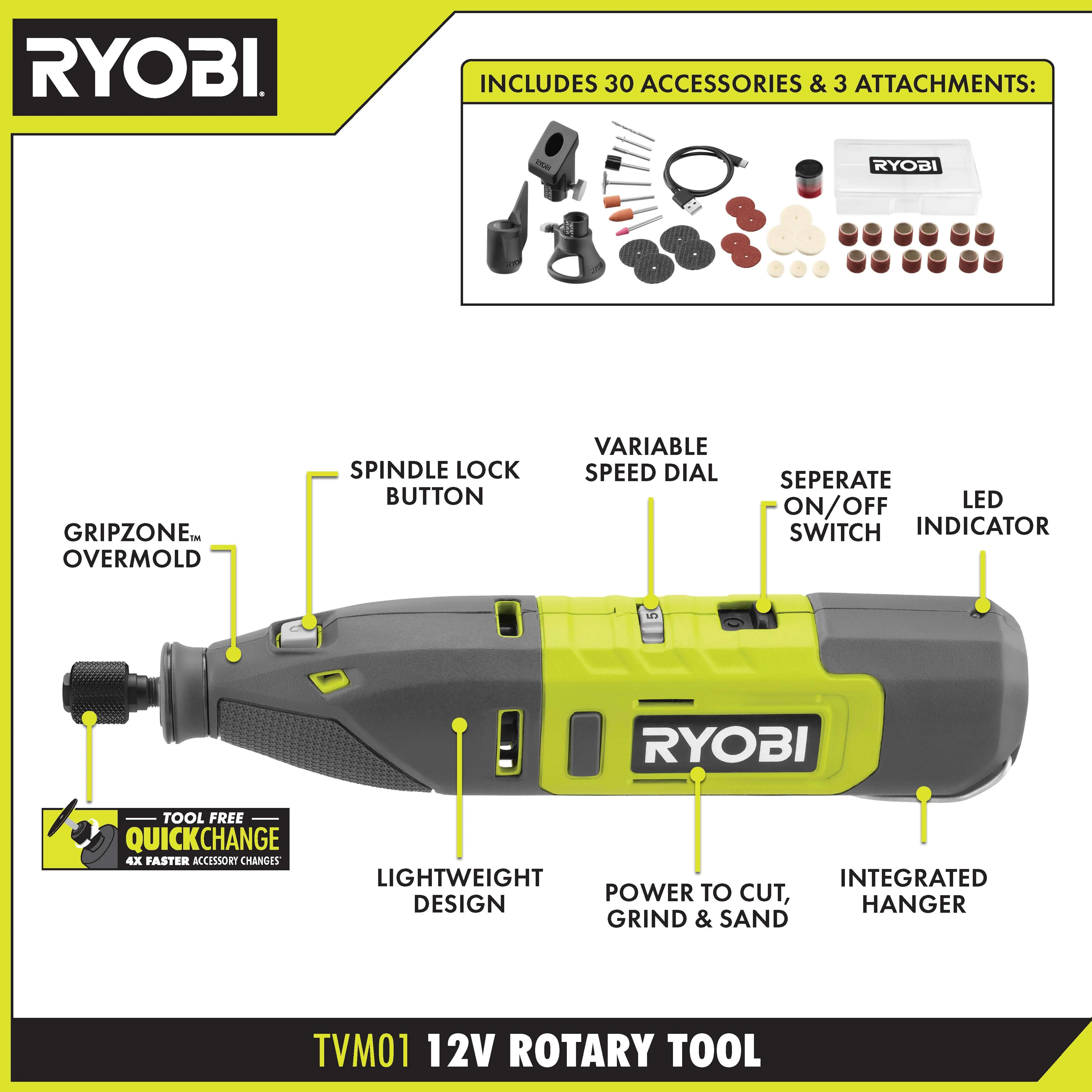 Open Box -  RYOBI 12V Cordless Rotary Tool Kit