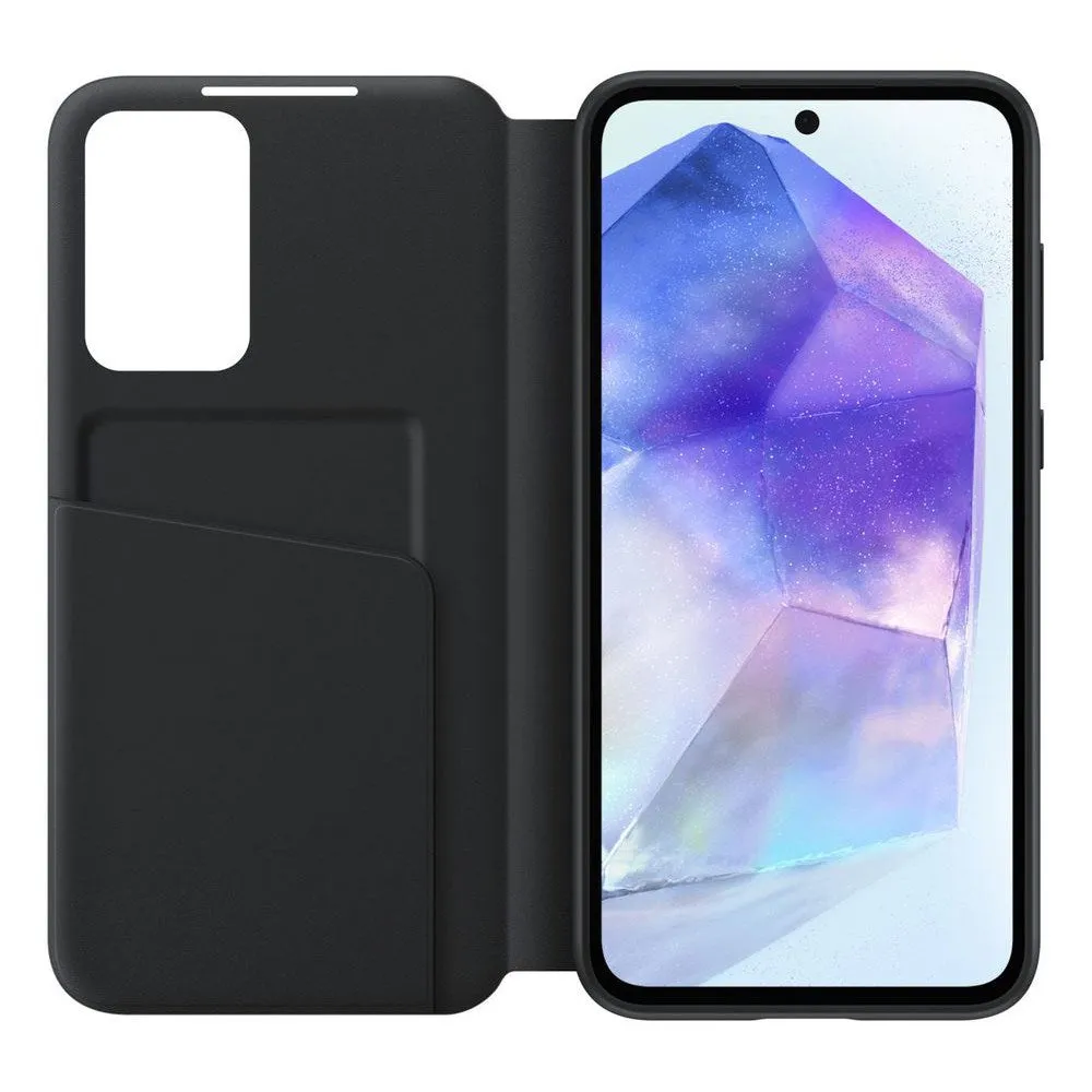 Original Samsung Galaxy A55 (5G) Smart View Cover m. Pung - Sort (EF-ZA356CBEGWW)