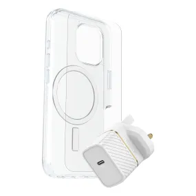 OtterBox Symmetry Clear MagSafe Cover   Premium Glass   Fast Charge Wall Charger 30W for iPhone 16