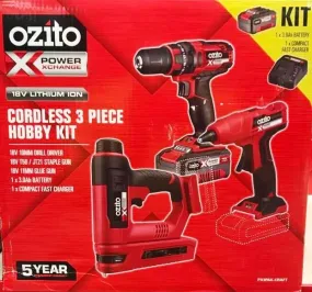 Ozito 3 Piece 18V CORDLESS 3 Tools Kit Power X Change PX3PAK-CRAFT