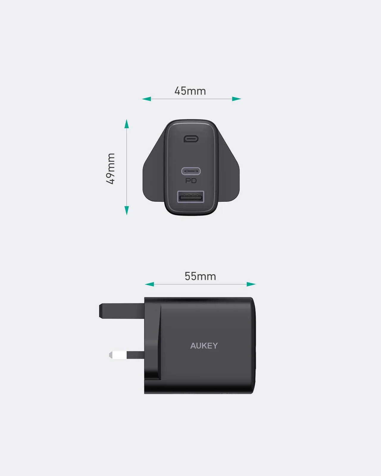 PA-F3S 32W Swift Series PD Dual USB-C & USB-A Wall Charger