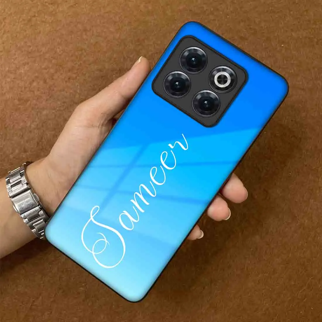 Personalized One Plus 10T Case Sky Blue Back Cover With Name - Blue Sea