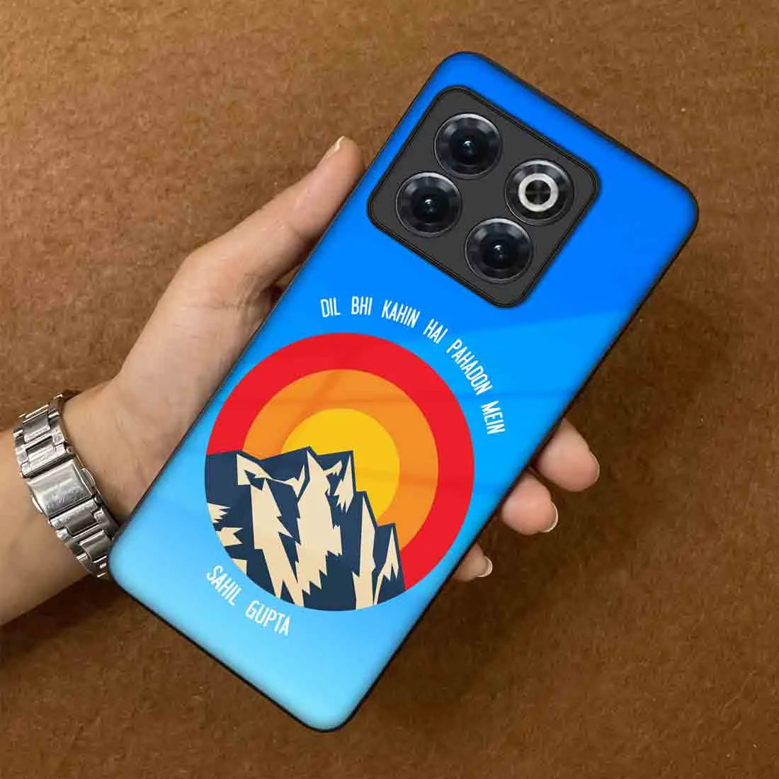 Personalized One Plus 10T Phone Case with Name -  Adventure Mountains