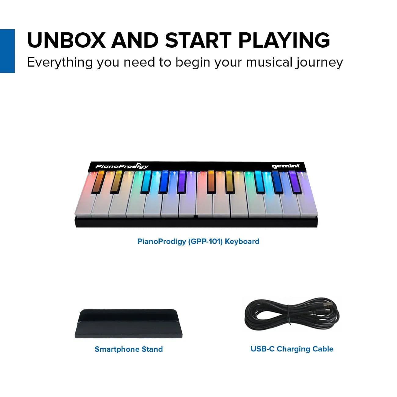 PianoProdigy: 24-Key Smart Wireless MIDI Keyboard - Portable Learning Piano with Light-Up Keys