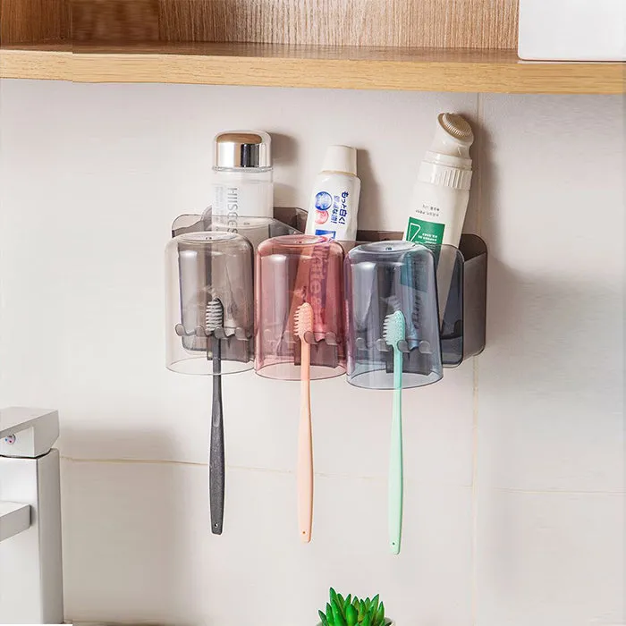 Plastic Toothbrush Holder with Mouthwash Cup