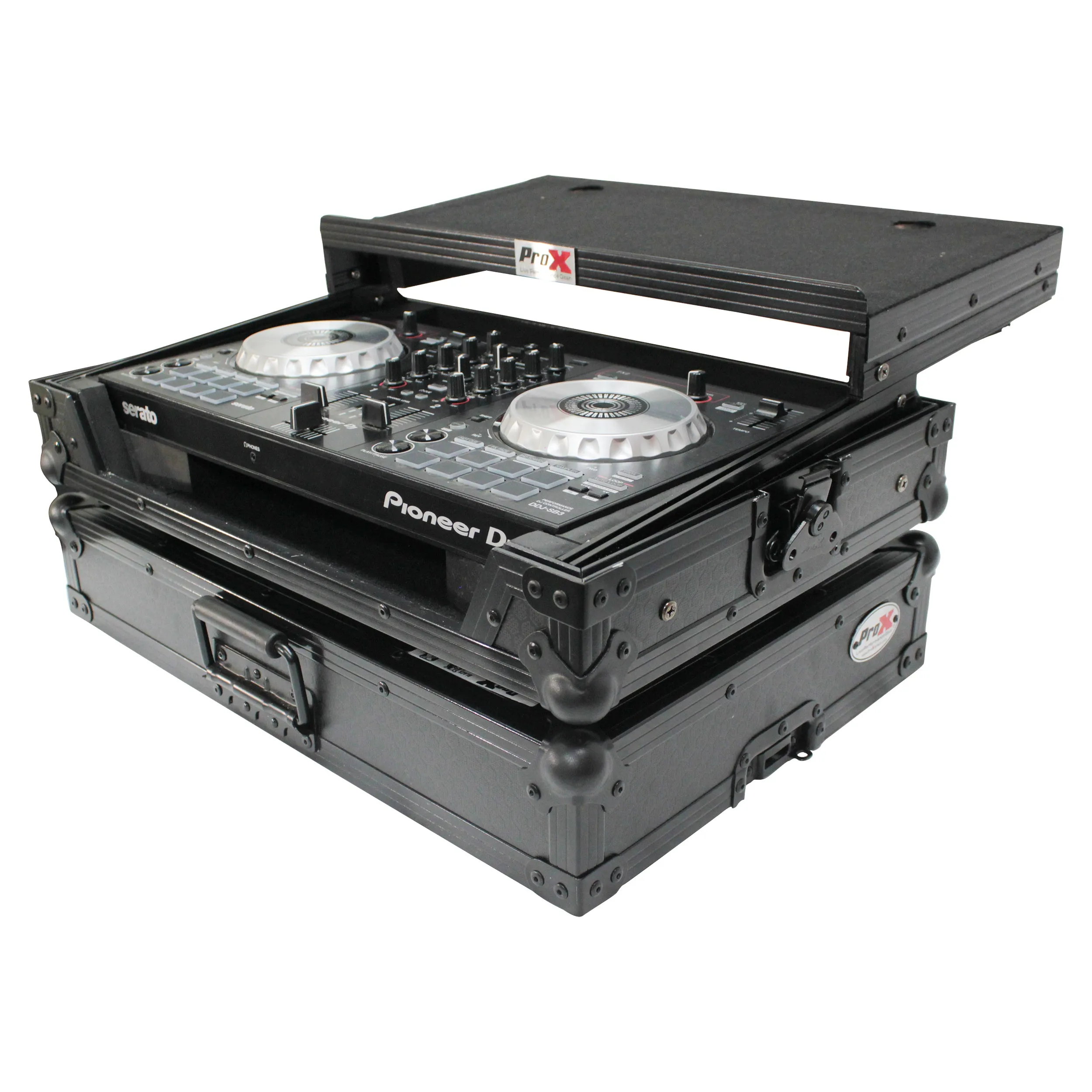 ProX X-DDJSB3LTBL ATA Flight Case For Pioneer DDJ-SB3 DDJ-FLX4 DDJ-400 DJ Controller with Laptop Shelf - Black