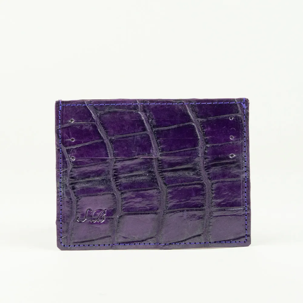 Purple Genuine Crocodile Skin Credit Card Case