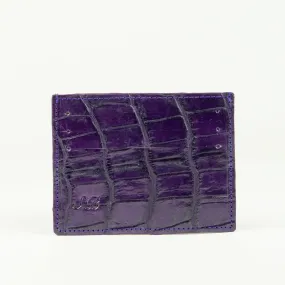 Purple Genuine Crocodile Skin Credit Card Case