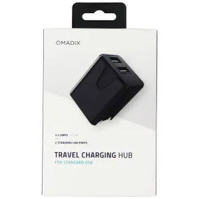 QMADIX Dual Port Travel Charging Hub for Standard USB (17W) - Black