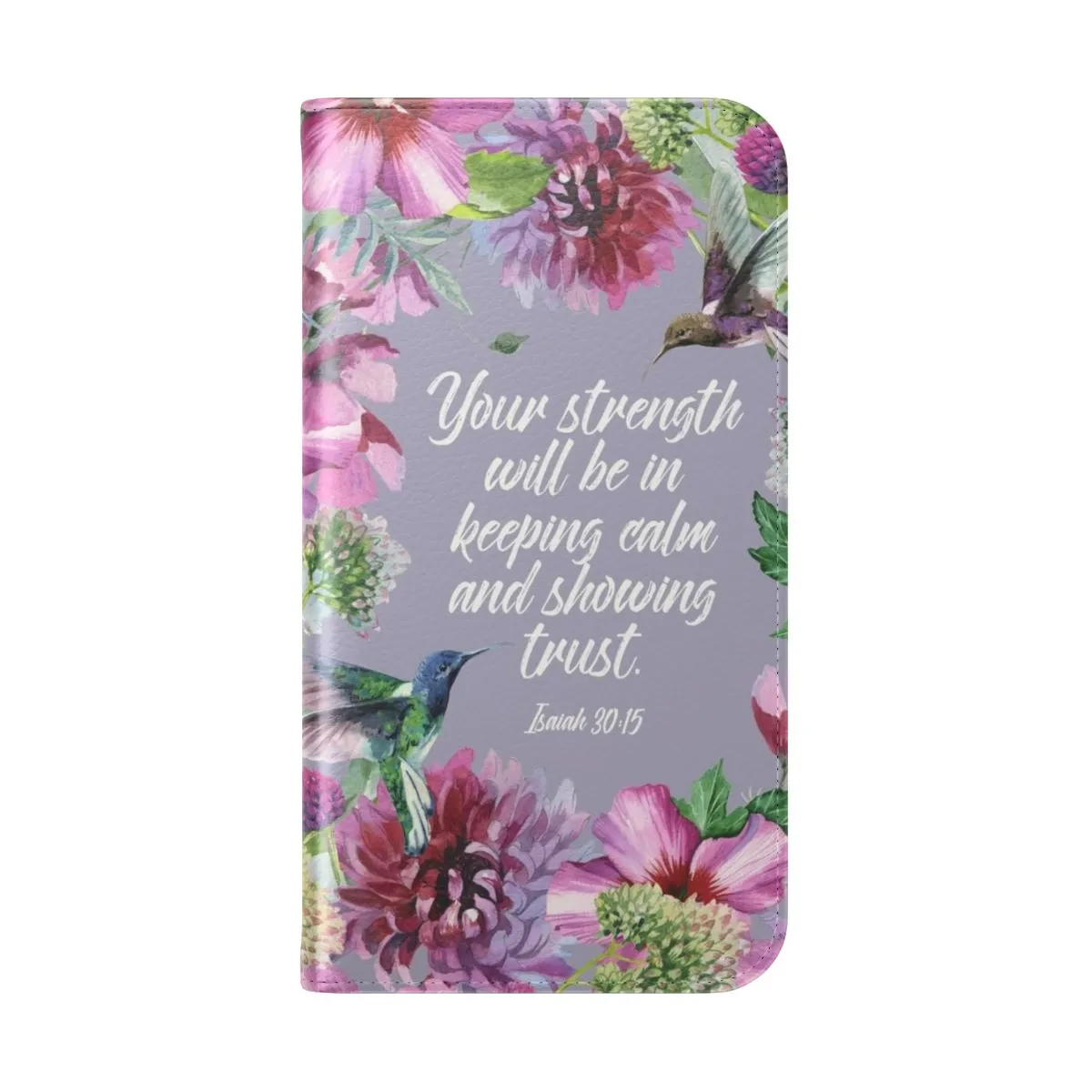 "Flip Cover Phone Case with Hummingbirds and Flowers Design"