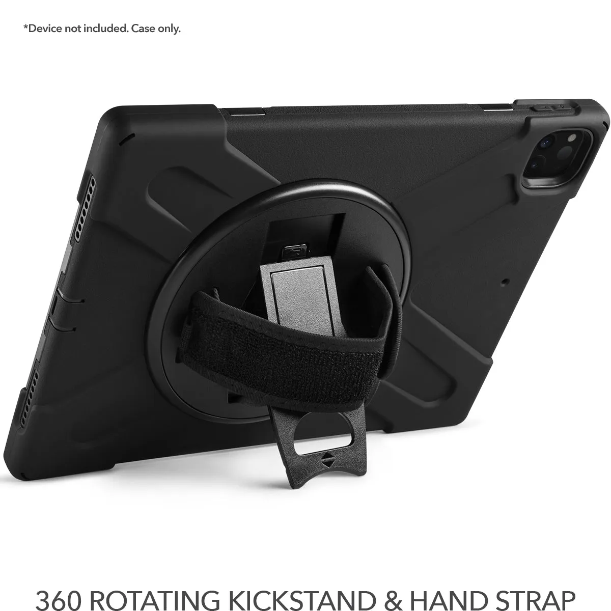 Rapture Rugged - iPad Pro 12.9" Gen3/4 w/ Kickstand & Hand Strap Black Tablet Cases