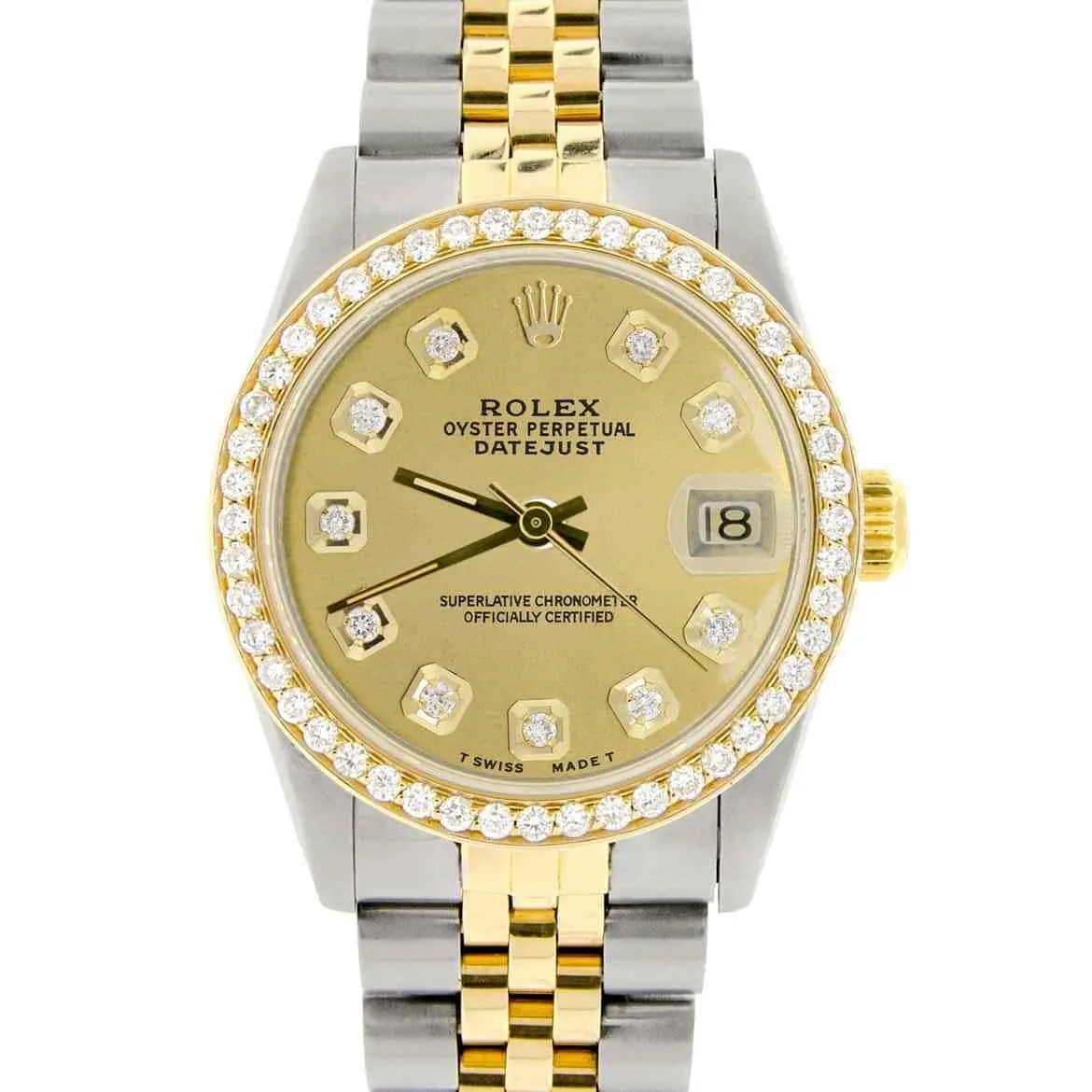 Rolex Datejust 2-Tone 18K Gold/SS Midsize 31mm Womens Watch with Champagne Dial  TFJ-142508309