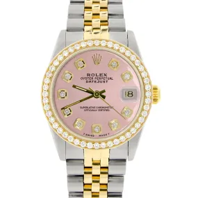 Rolex Datejust 2-Tone Gold/Steel 31mm Womens w/Orchid Pink Dial &amp; Diamond Bezel TFJ-142508047