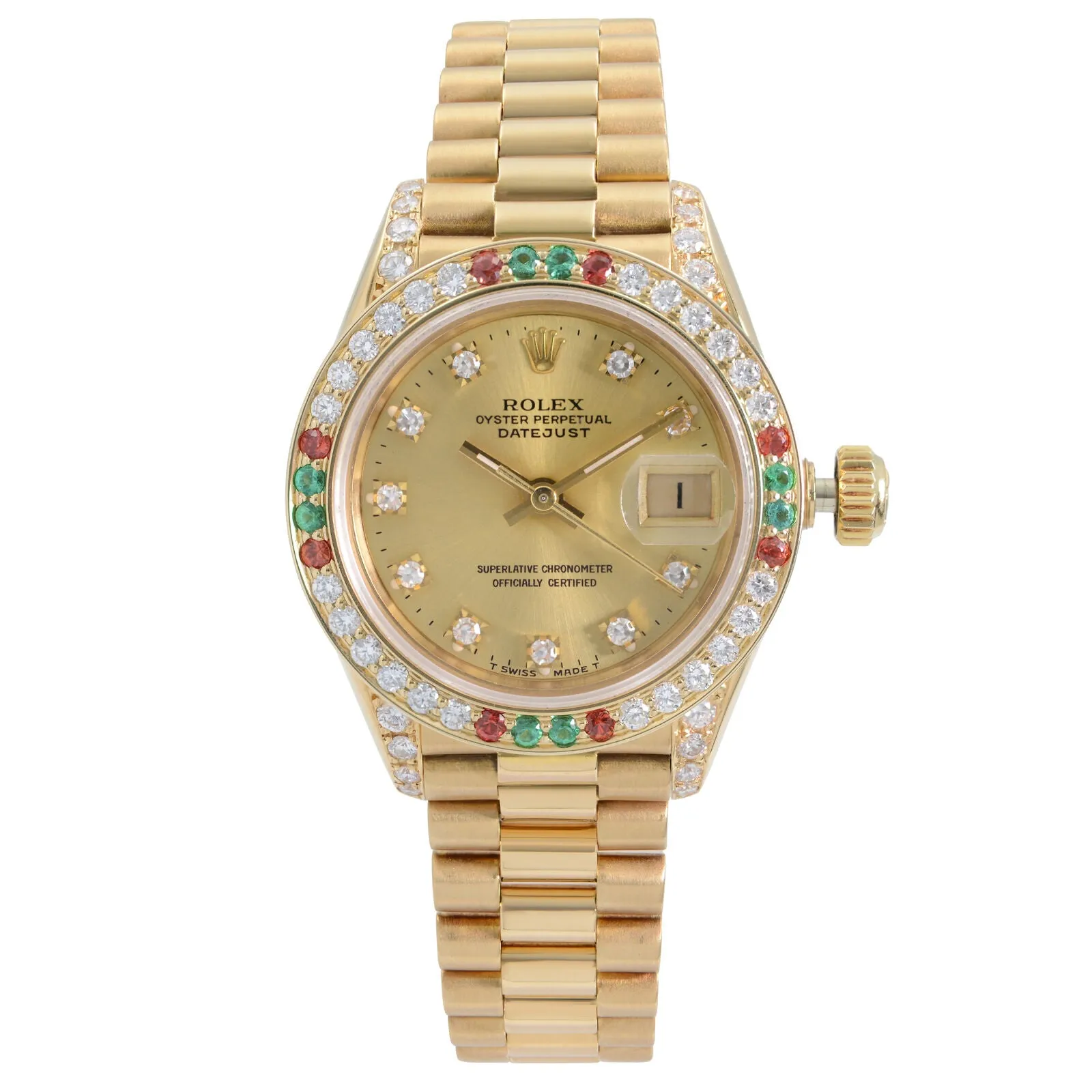 Rolex Datejust 26mm 18k Yellow Gold Custom Diamond Bezel ladies Watch  TFJ-142508739