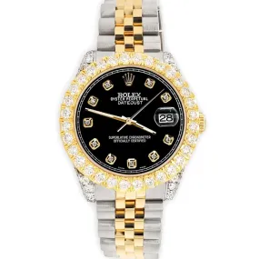 Rolex Datejust 31mm 2-Tone  Watch 4.4ct Diamond Black Dial/Bezel/Case/Lugs TFJ-142508093